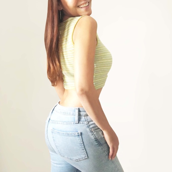 N.Y.K. Multi-Color Stripe Sleeveless Crop Top - Picture 1 of 7